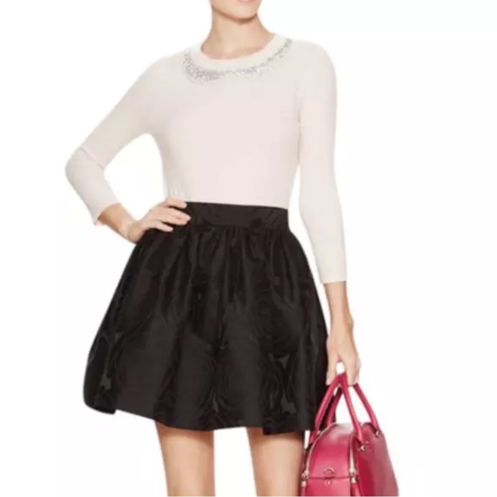 Kate Spade | Black Jacquard Cupcake Flared Mini Skirt